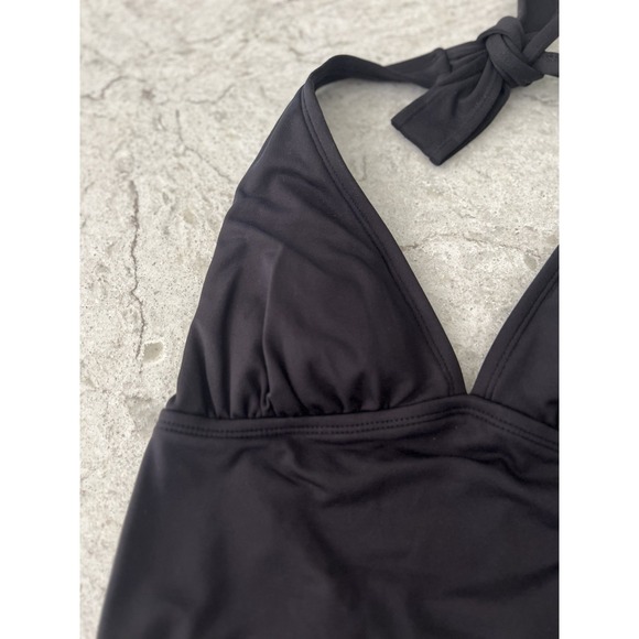Gap Womens Black Halter One Piece Swimsuit V-Neck Open Back Size M 539786-00-1 - Picture 3 of 11